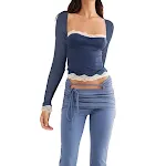 Lace Stitching Bow Long Sleeve T-shirt Slim Fit Short Bottoming Shirt — photo 10