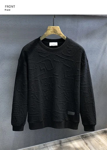 Title 5, Suéter masculino outono gola redonda com textur...