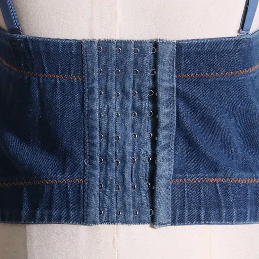 Title 10, Back Zipper Fly Denim Crystal Stitching Vest fo...