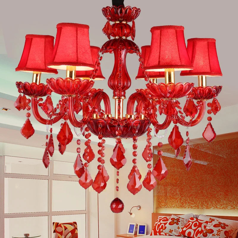 European Style Chandelier Red Color Crystal Lamp for Living Room. Enhance your living space with elegant and luxurious c — photo 7