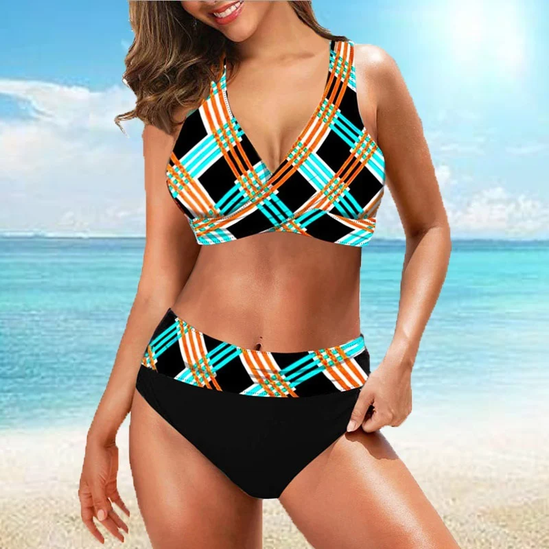 Women's Two Piece Swimsuit Slim Geometric Suit offers a sleek and stylish fit, perfect for the beach or pool. Comfortabl — photo 5
