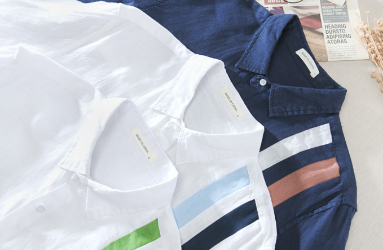 Title 5, Camisa masculina casual de linho manga longa, s...