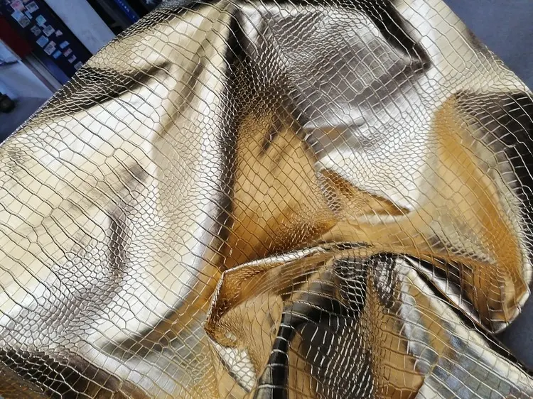 Title 4, Gold and Silver Crocodile Handbag Artificial Le...