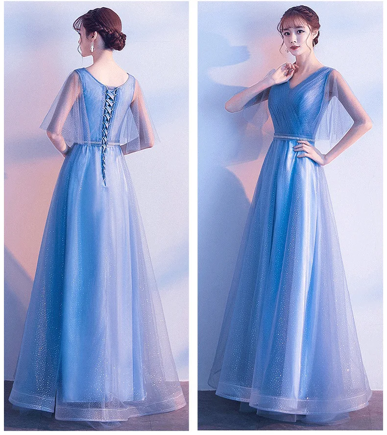 Title 7, Beauty-Emily Tulle V Neck Ruffle Evening Dress ...
