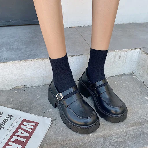 Title 5, Scarpe Mary Jane donna autunnali in pelle picco...