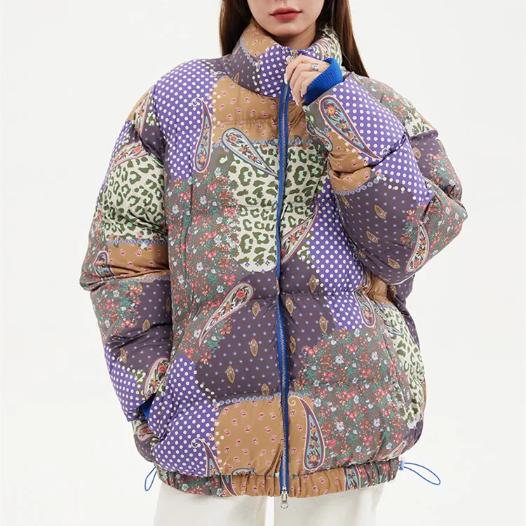 Cashew Nut Flower Thick Cotton Zip Print Thermal Jacket for warmth and comfort, stylish protection from the cold — photo 6