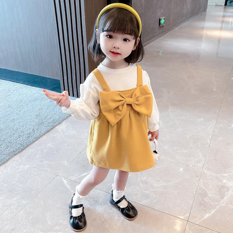 Pure kleur lange mouwen trendy prinsessenjurk voor meisjes, westerse stijl kinderkleding, ideaal voor speciale gelegenheden en feesten. — foto 5