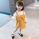 Pure kleur lange mouwen trendy prinsessenjurk voor meisjes, westerse stijl kinderkleding, ideaal voor speciale gelegenheden en feesten. — foto 5