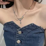 Colar feminino com pingente de pedra da lua e tassel, textura delicada, adicione um toque de charme e sofisticação ao seu visual. — foto 4