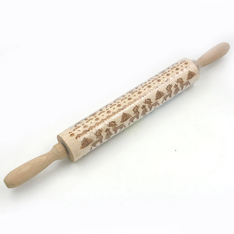 Title 5, Christmas Moose Print Rolling Pin Laser Engravi...