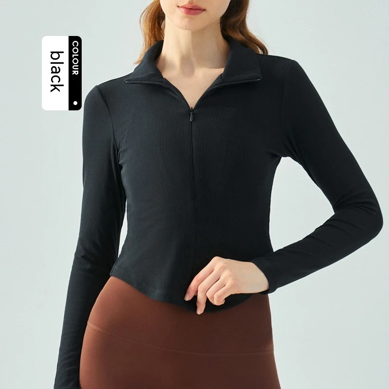 Women's Elastic Stand Collar Zipped Sports Coat. Comfortable and breathable, perfect for workouts, outdoor activities, a — photo 4
