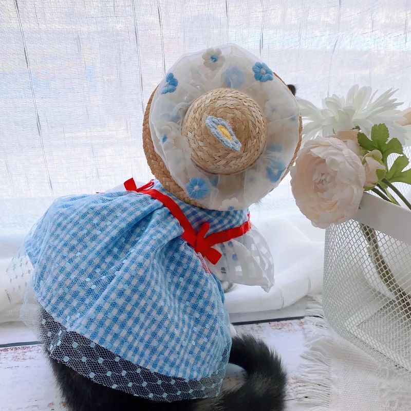 Title 3, Blue Mesh Skirt Cat Dog Clothes Ins Wind Summer...