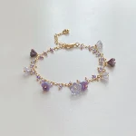 Pulseira de flor roxa misteriosa com pérolas tchecas, um acessório elegante e sofisticado para realçar seu estilo, perfeita para qualquer ocasião. — foto 1