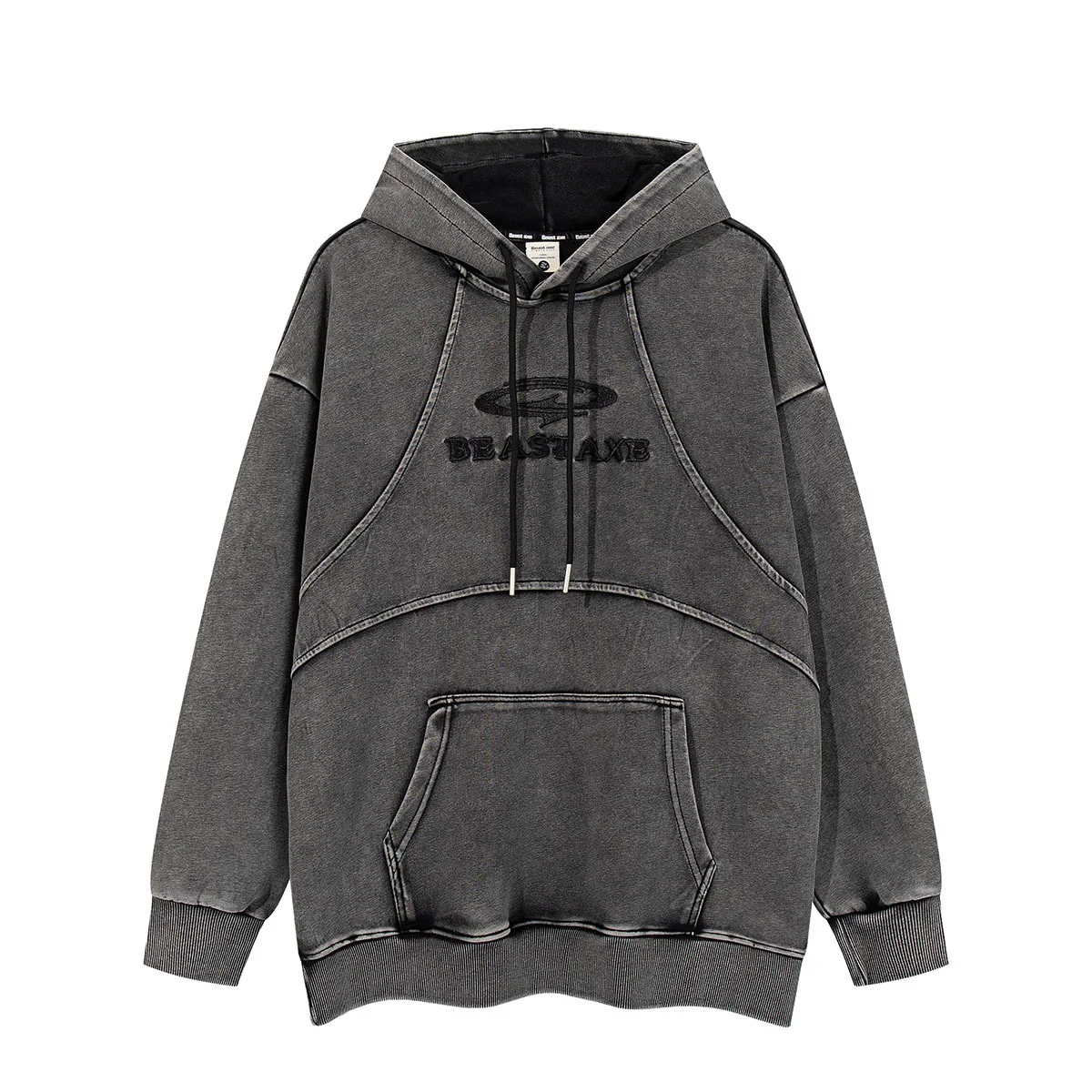High Street American Retro Washed Patchwork Hoodie Maré — foto 1