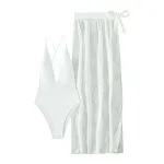 European and American Swimwear Women's White Sexy Backless Dress or Two-piece Set, perfect for a stylish and confident b — photo 3