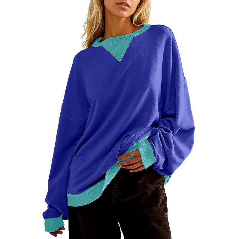 Suéter suelto casual de color en contraste para mujer — foto 5