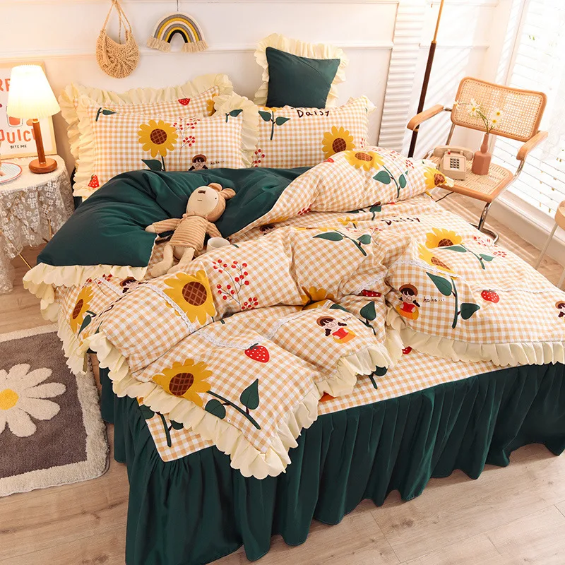 Title 10, Girly Heart Lace Bed Skirt Princess Style Duvet...
