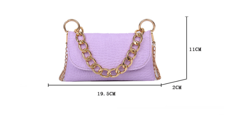 Bolsa mensageiro feminina retrô com corrente e padrão de pedra. Charmosa e estilosa, perfeita para uso diário. Combina elegância e praticidade. — foto 1