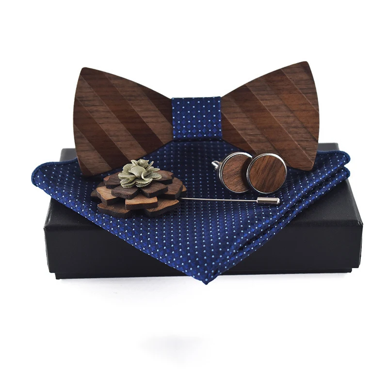 Conjunto Gravata Borboleta, Lenço de Bolso, Abotoaduras e Broche Elegância masculina Acessórios para ocasiões especiais Presente ideal. — foto 2
