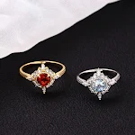 Anel Azul Céu Romã Vermelha Feminino Joia Elegante Design Exclusivo Presente Ideal para Mulheres Sofisticação e Beleza Acessório Perfeito — foto 4