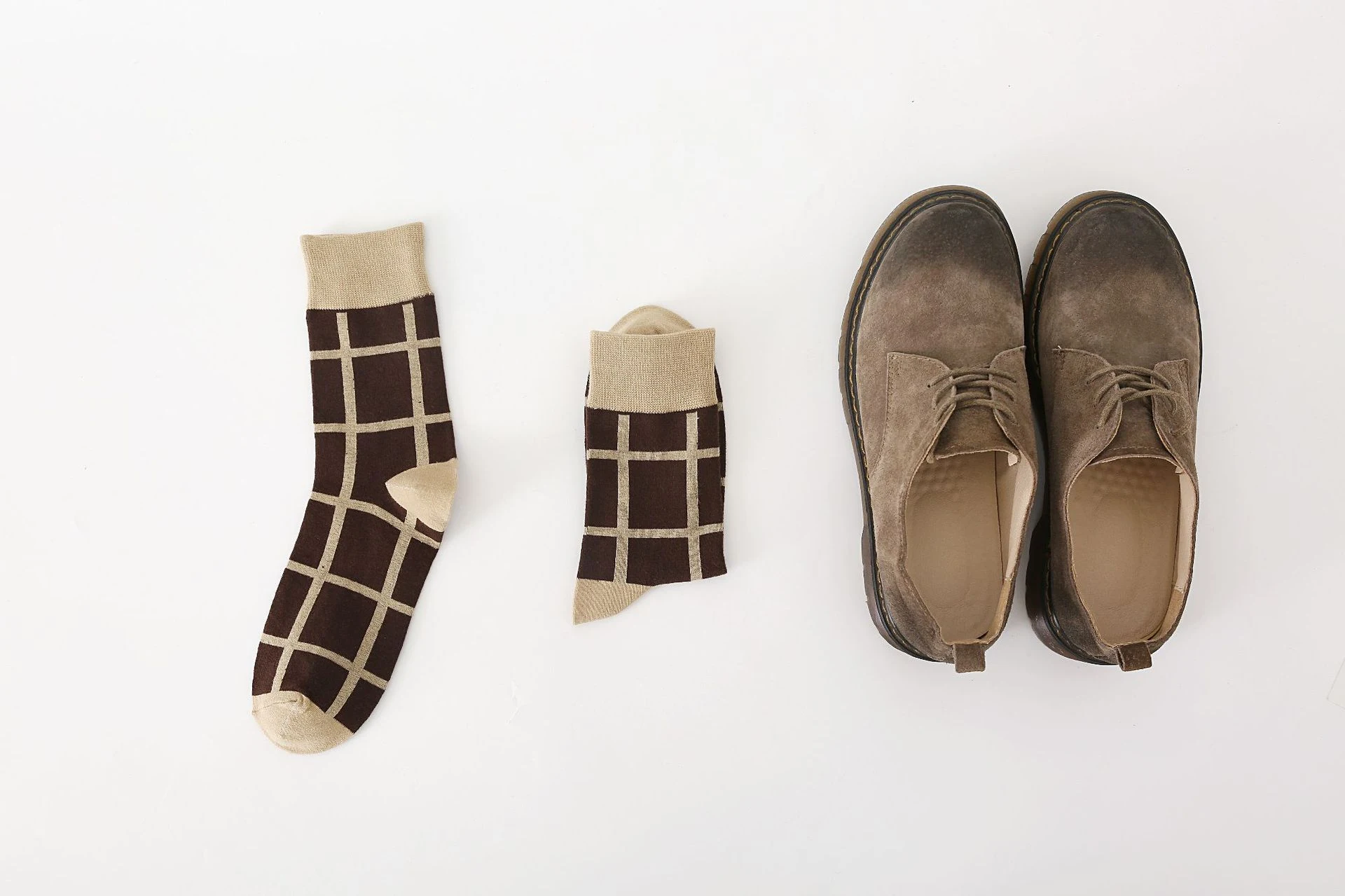Title 4, Chessboard plaid pattern middle tube cotton soc...
