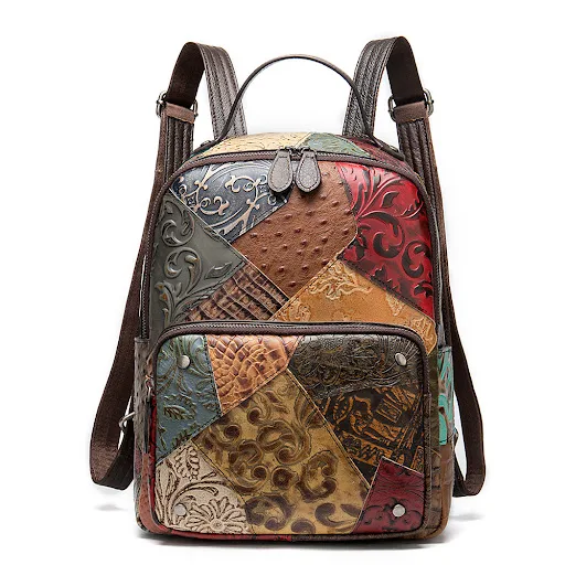 Title 4, Mochila feminina com patchwork em relevo, espaç...