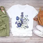 Camiseta feminina casual com estampa floral modal, manga curta, leve e confortável, perfeita para um visual charmoso e fresco. — foto 12