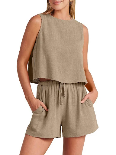 Title 16, Womens Casual Sleeveless Loose Cotton Linen Sh...