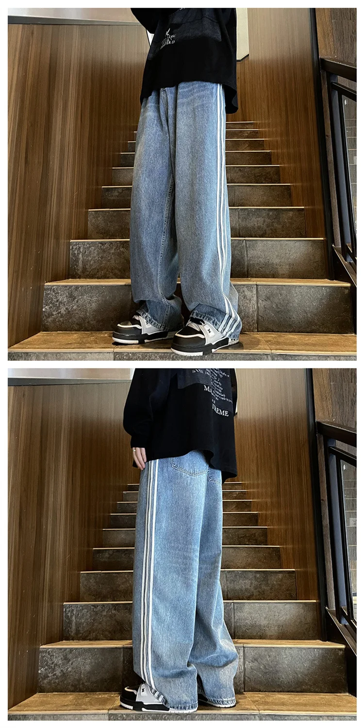Title 5, Mens Loose Fit Jeans, Wide Leg Trousers, All-m...