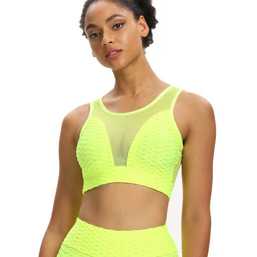 Title 2, Mesh Jacquard Sexy Beauty Back Gathered Yoga Ve...