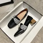 Britse stijl leren dames pumps met hoge hak, loafers met dikke hak, enkele damesschoenen, comfortabel en elegant voor dagelijks gebruik. — foto 3