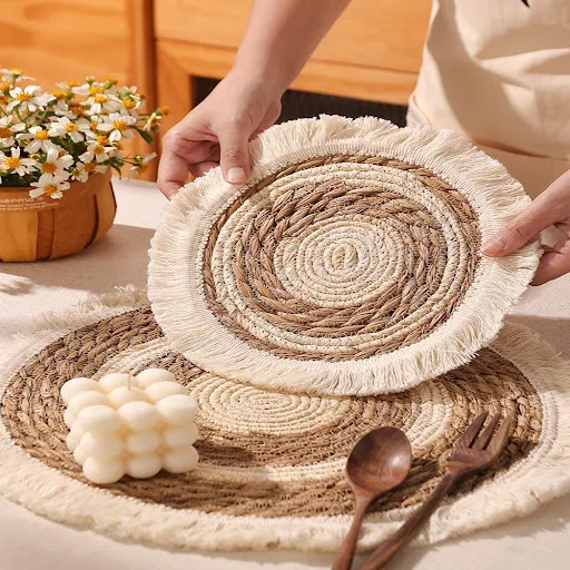 Title 1, Tassel Grass Insulated Dining Table Mat protect...