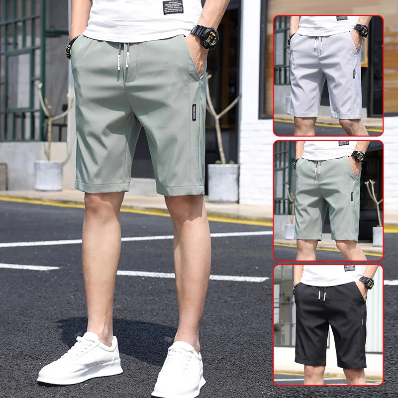 Men's Summer Ice Silk Ultra-thin Middle Pants Loose Track Pants Casual Breeches Beach Shorts Breathable Men's Shorts — photo 8