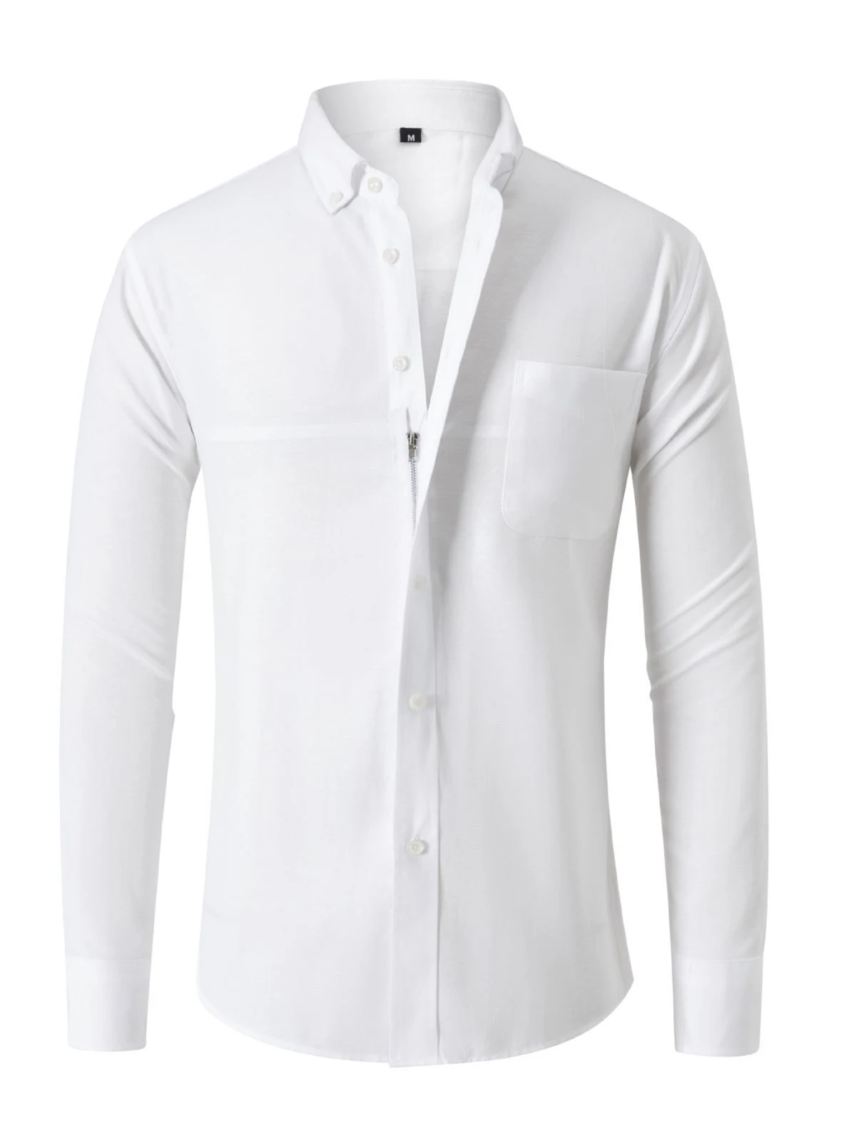 Title 4, Mens Non-ironing Long-sleeve Zipper Oxford Wov...