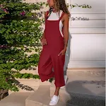 Women's cotton and linen overalls, casual, loose, and long. Comfortable and stylish for everyday wear, perfect for a rel — photo 1