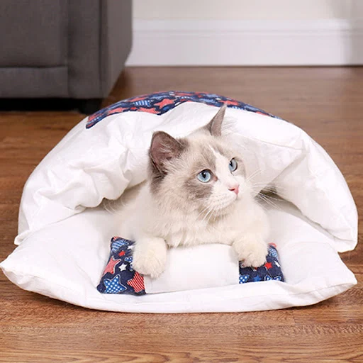 Japanese Cat Bed Winter Removable Warm Cat Sleeping Bag Deep Sleep Pet Dog Bed House Cats Nest Cushion with pillow — photo 2