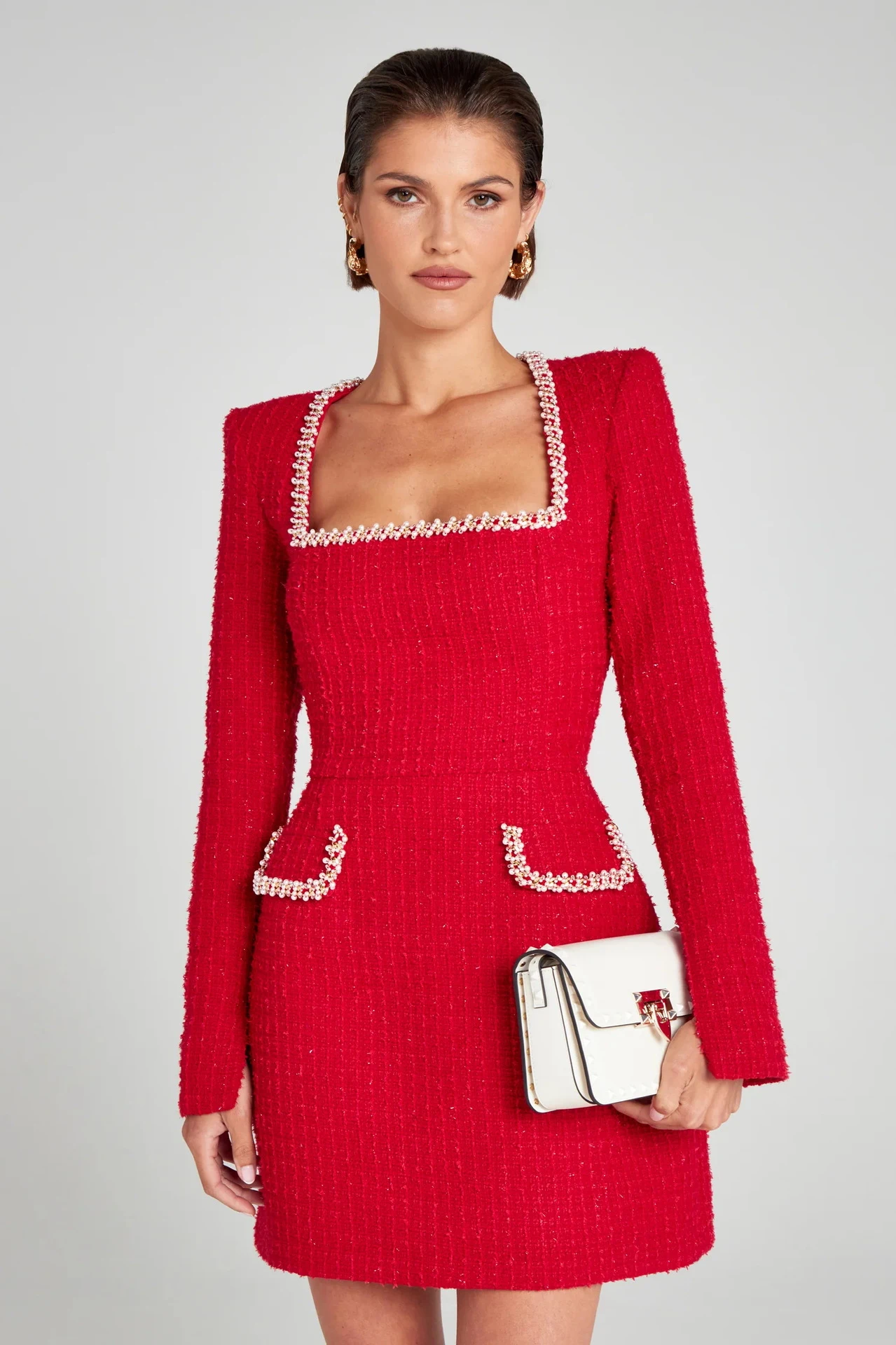 U-neck Long Sleeved Beaded Dress — photo 6