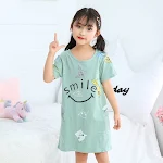 Katoenen nachtjapon voor ouders en kind, dunne prinsessenjurk voor meisjes, pyjama met korte mouwen. Zacht en comfortabel voor warme zomernachten. — foto 6