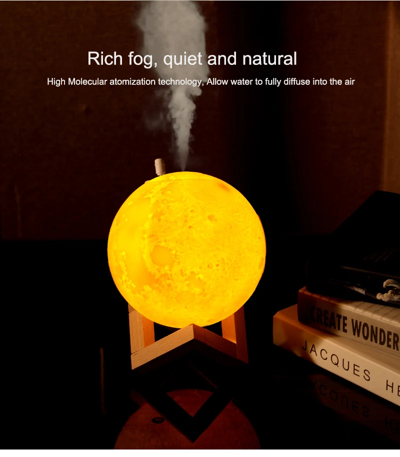 Creative moon night light air humidifier for a calming atmosphere. Includes aromatherapy function, perfect for bedroom a — photo 11