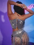 Popular Rhinestone Grid Super Shiny Top Vest – Shine bright and turn heads! Perfect for parties, special events, and add — photo 15