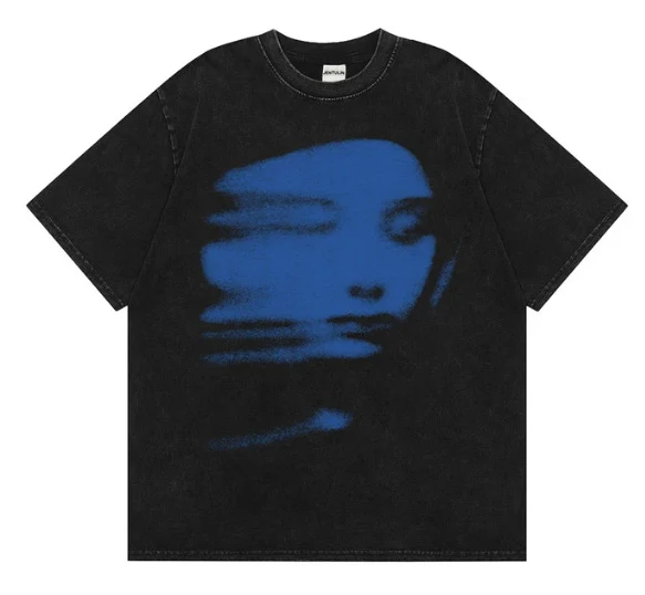 Title 5, Camiseta Harajuku Masculina de Verão Rosto Verm...