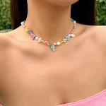 Corrente de clavícula doce com contas Colar de contas de flores Elegância e charme para realçar seu visual Joia delicada e feminina — foto 14