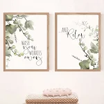 Poster con foglie di piante per decorazione murale, sfondo divano moderno, pittura da appendere. Arreda con stile e dona un tocco naturale. — foto 1