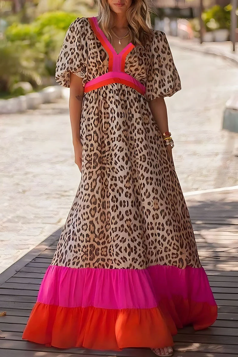 Title 2, Fashion Leopard Print Color-matching Dress for ...