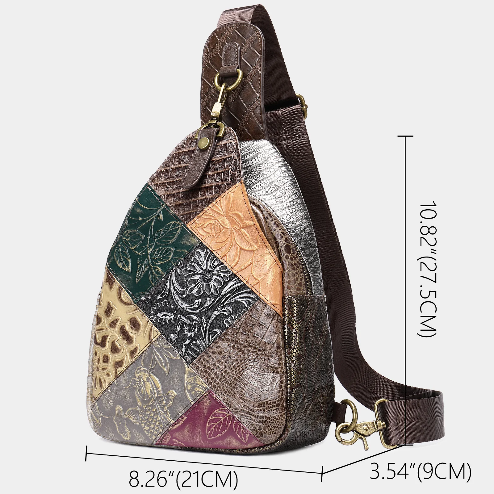Title 6, Bolsa de peito feminina em couro genuíno estilo...