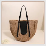 Bolso de paja francés de hombro semicircular gran capacidad ideal para playa, compras y uso diario. Amplio, elegante y práctico. — foto 3