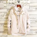 Jaqueta jeans masculina de manga longa com lapela e lavagem. Conforto e estilo casual para diversas ocasiões. Perfeita para o dia a dia. — foto 1