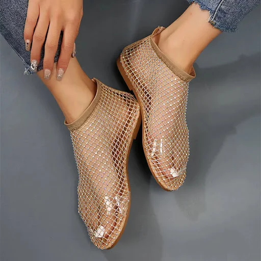 Title 4, New Hollow Flat Sandals With Rhinestone Design ...