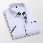 Męska koszula z krótkim rękawem nowa, koreańska moda, casual, slim fit, nadruk, plus size, modny wygląd — zdjęcie 17
