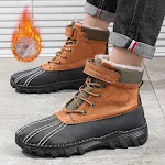 Winter Fleece Lace-up Snow Boots For Men Women Waterproof Anti-slip Outdoor Work Boot Fashion Warm Mid-tube Cotton Style — photo 11